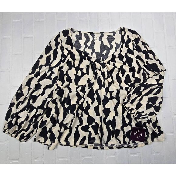 Ava & viv Long Sleeve Bow Tie Blouse 3X - Picture 1 of 5
